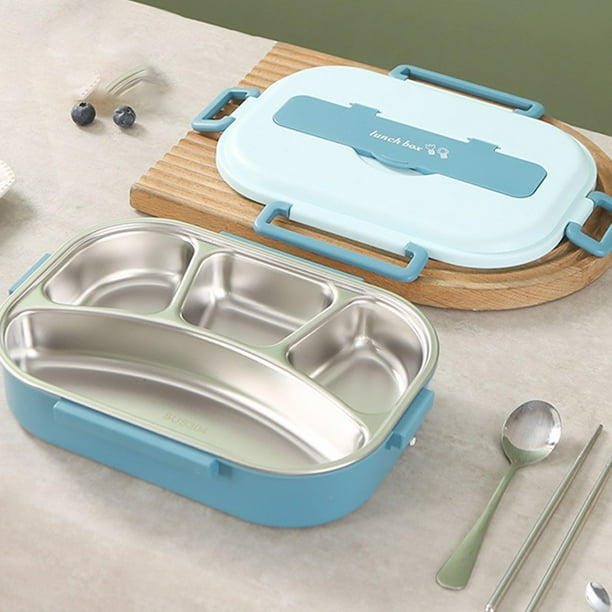 4 5 Grids Stainless Steel Lunch Box Cutlery Set Spoon Chopstick for Work Picnic