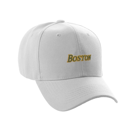 Daxton USA States Classic Structured Golf Dad Hat Cap, White Hat Boston