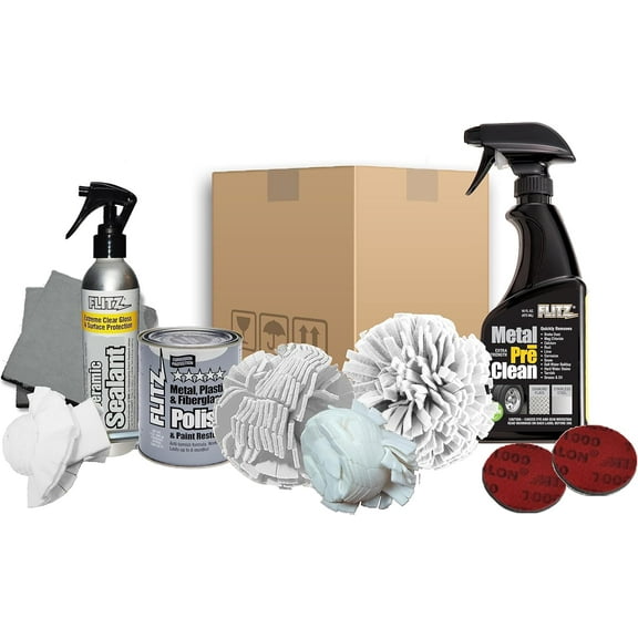 Flitz PDK 25502 Metal Polishing Kit and Car Cleaning Kit Exterior, Detailer’s Choice Bucket