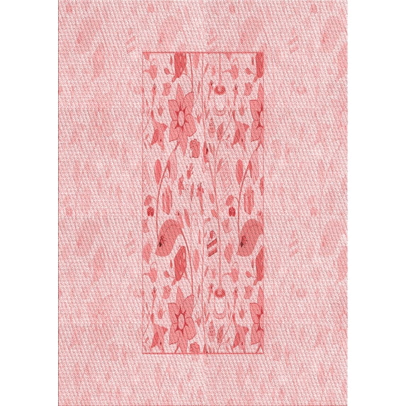 Ahgly Company Machine Washable Indoor Rectangle Transitional Pastel Red Pink Area Rugs, 8' x 12'