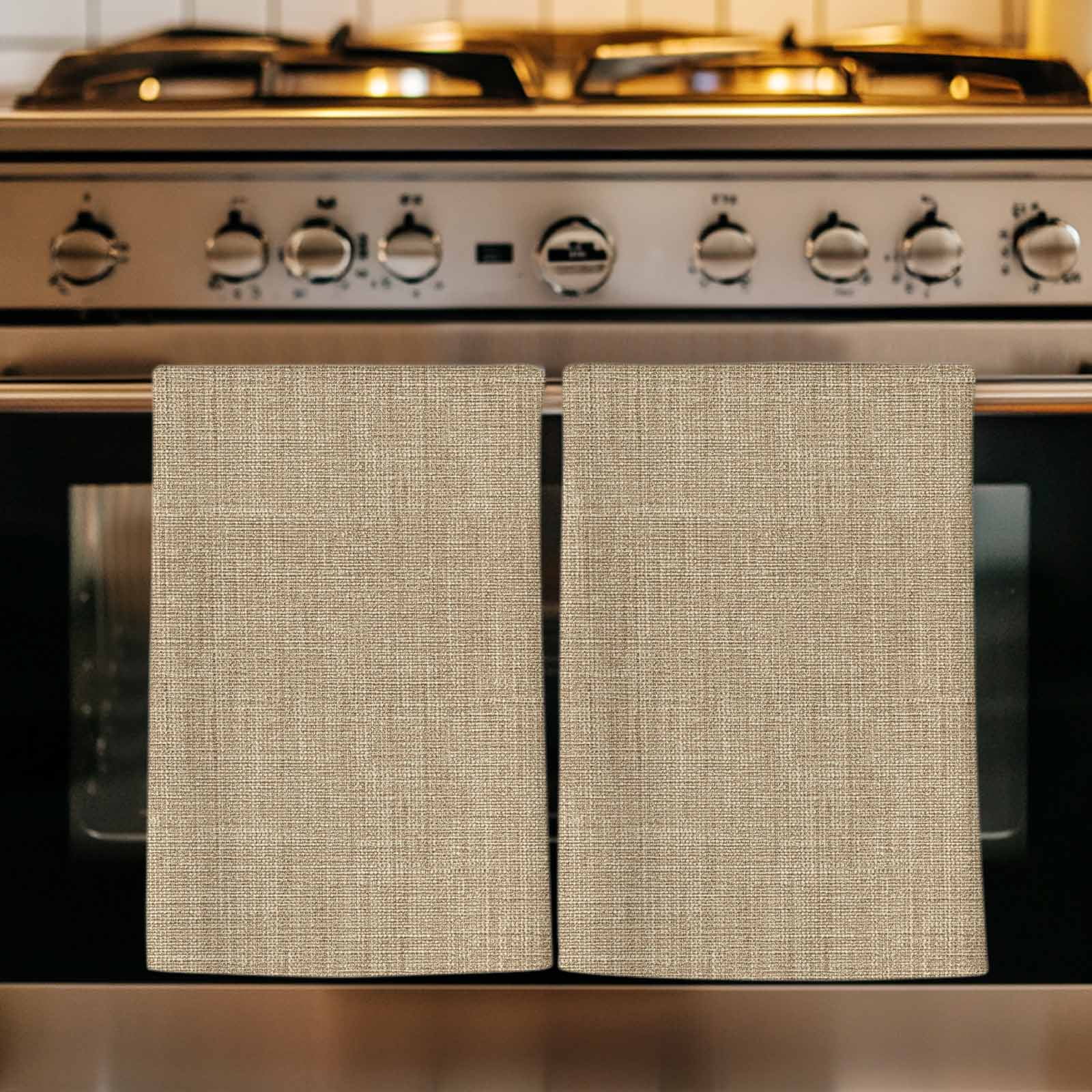 Brown Farmhouse Microfiber Kitchen Towel, Vintage Country Monochrome Textured Soft Absorbent Dish Towels, Quick Drying Washable Dishcloths for Kitchen Cleaning, Drying Dishes, 18x28 Inches