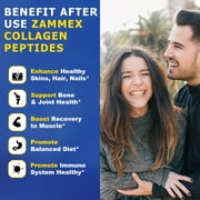 Zammex Collagen Peptides Powder, Unflavored Hydrolyzed Collagen Protein, Grass-Fed, Paleo & Keto, Non-GMO, 90 Servings