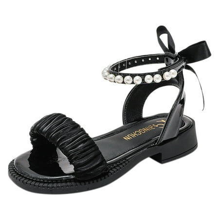 

B91xZ Toddler Girl Sandals Girls Sandals Kids Open Toe Ankle Strap Dress Shoes Wedding Party for Toddler Kids Princess Shoes for Toddler/Little Kid/Big Kid Sizes 33