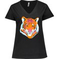 thumbnail image 3 of Inktastic Tiger Head Women's Plus Size V-Neck T-Shirt, 3 of 5