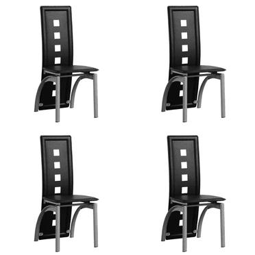 Tcbosik Dining Chairs Set of 4, Upholstered Kitchen Chairs with High Backrest and Silver Metal Legs, Black