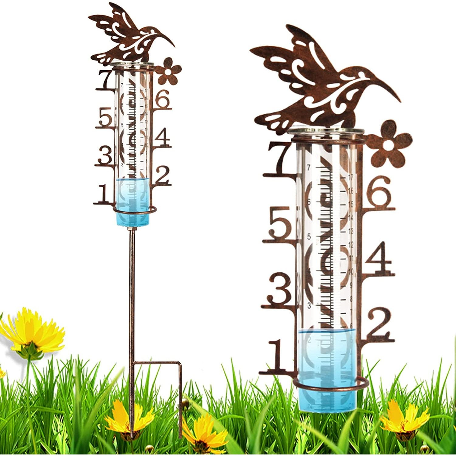 Rain Gauge Outdoor with Large Numbers Easy to Read, Decorative Rain