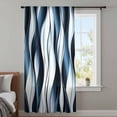 thumbnail image 4 of Blue Striped Ombre Sheer Curtains 54 Inches Long, Modern Blue Moire Geometric Light Filering Curtains, Breathable Simi Curtain Privacy Drapes for Kitchen Bathroom Lightweight Small Window Treatment, 4 of 9