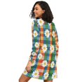thumbnail image 2 of FORMRS Womens Long Sleeve Nightgowns Crew Neck Sleep Shirt Soft Pajamas Sizes S-3XL, Green Checkered Daisy, 2 of 8