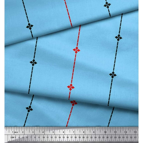 Soimoi Blue Cotton Voile Fabric Pannahazar Jamdani Decor Fabric Printed Yard 42 Inch Wide