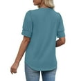 thumbnail image 4 of Caywon Women's Solid Color V Neck Short Sleeve T Shirt Basic Slim Fit Casual Tee Breathable Lightweight Summer Spring Top for Daily Outfits, 4 of 5