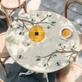 thumbnail image 2 of Bees Branches Round Tablecloth, Fitted Table Cover with Elastic for 36"-44" Round Tables, Farmhouse Spring Botanical Elegant Table Cloth Outdoor Indoor Dinning Party Waterproof Tablecloths, 2 of 7