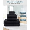 thumbnail image 3 of Casa Platino 18 Piece 100% Cotton Towel Set - Includes Bath Towels, Hand Towels & Washcloths - Soft & Durable Towels for Everyday Use - Black, 3 of 8