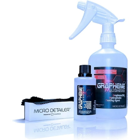 Micro Detailer Graphene Advanced Ceramic Paint Coating (60ml Kit), Up to 8 Years of Durability, with Free 18 oz. Graphene Maximizer Graphene/SiO2 Spray and Rinse/Wipe Booster Coating