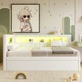 thumbnail image 5 of Harper & Bright Designs Upholstered Full Size Daybed with 2 Drawers, Day Bed Frame with Storage L-Shaped Headboard USB Ports and LED, White, 5 of 13