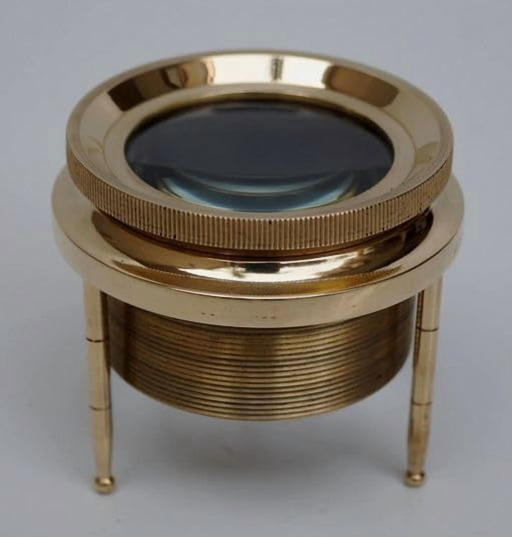 Maritime treasures Brass Desk Map Magnifying Tripod Glass Magnifier Tabletop Reading Lens