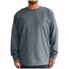 thumbnail image 1 of cfhntfmh Mens Pullover Sweatshirts Casual Crewneck Textured Basic Tops Fall Soft Long Sleeve Solid Color Thermal Sweatshirts, 1 of 6