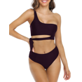 thumbnail image 5 of Hilor Women's One Shoulder High Waisted Bikini Tie High Cut Swimwear Two Piece Swimsuits Bathing Suit, 5 of 7