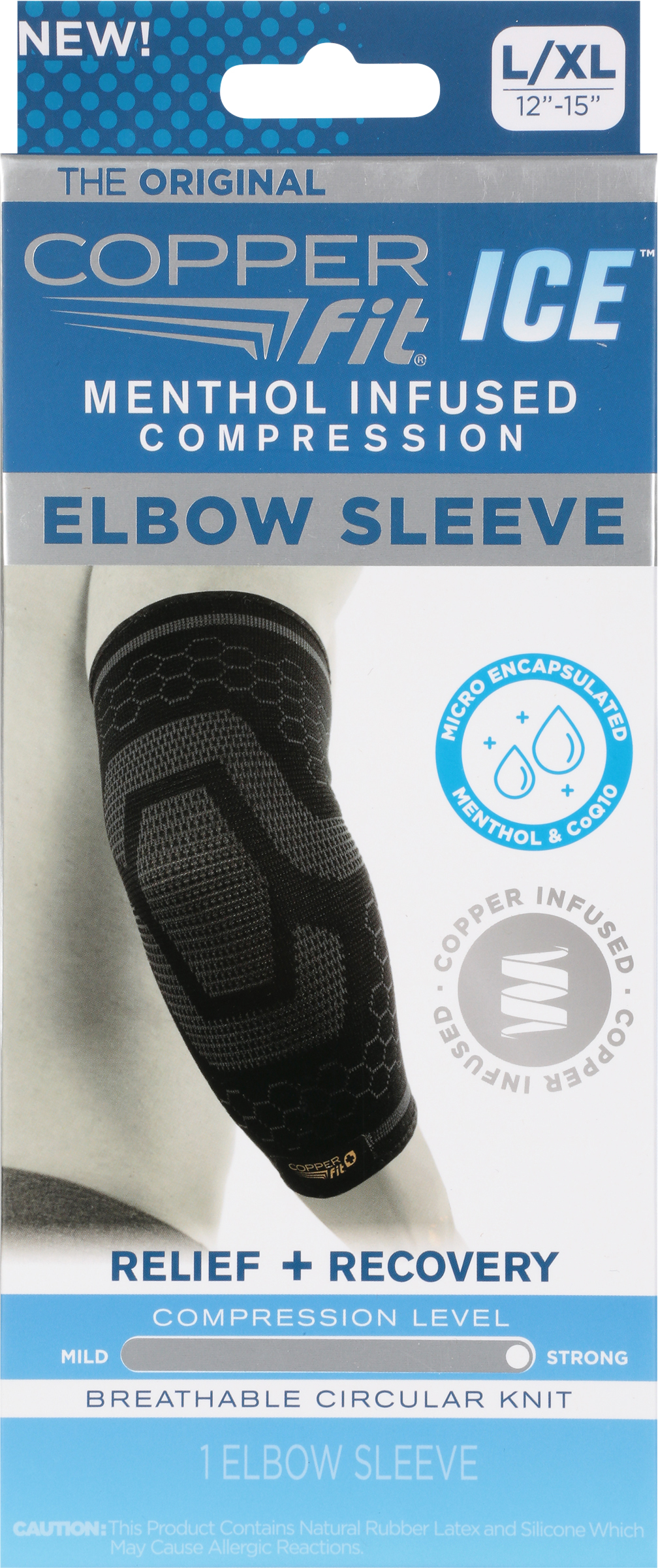 Copper Fit ICE Elbow Compression Sleeve Infused w/Menthol & CoQ10