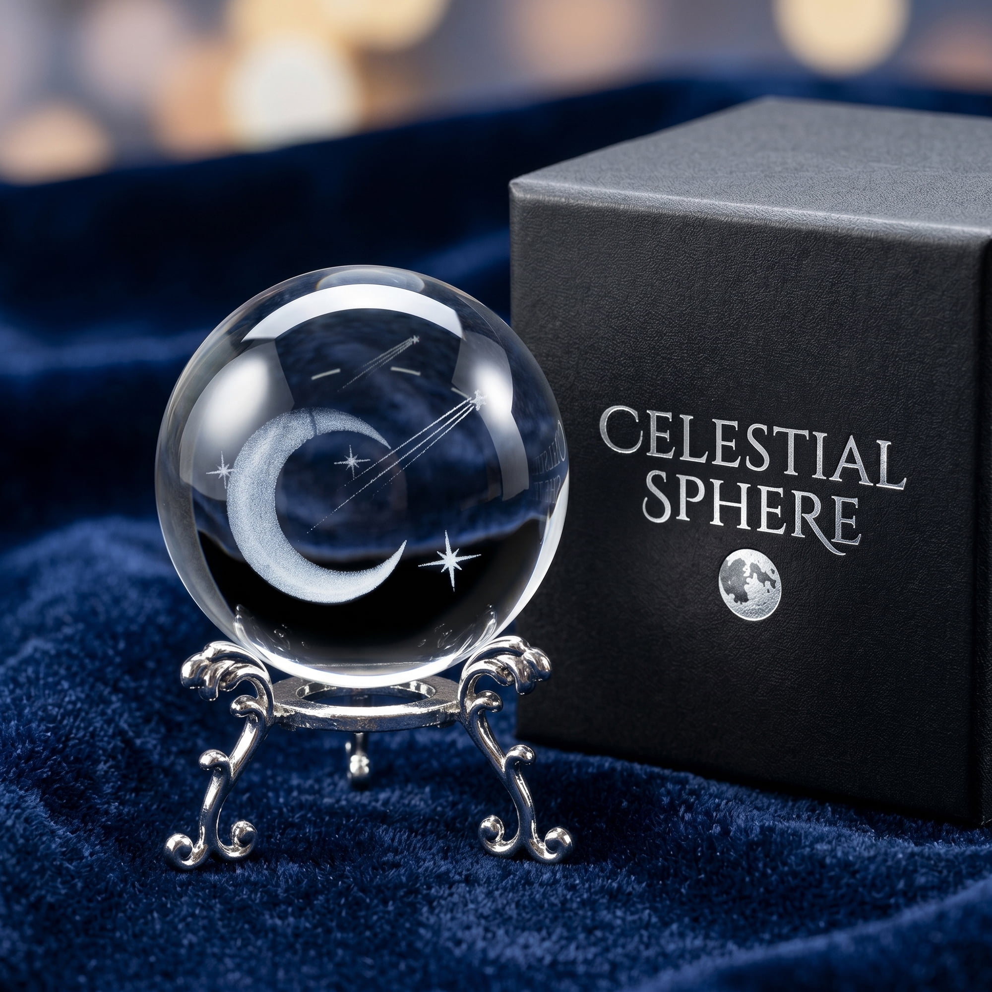 Unique Bargains Crystal Ball Figurine 3D Glass Paperweight with Base Clear Style H