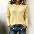 thumbnail image 2 of HAiming Fall Winter Sweaters for Women Long Sleeve Warm Scoop Neck Solid Color Casual Blouses Going out Undershirts, 2 of 6