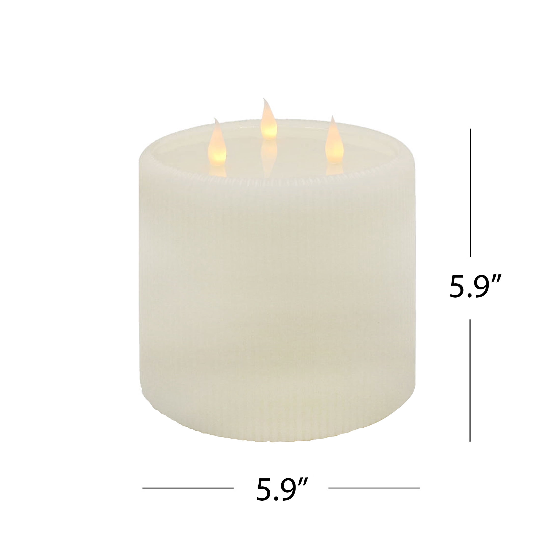Home Decor Collection Fluted Large 3 Wick LED Flameless Candle