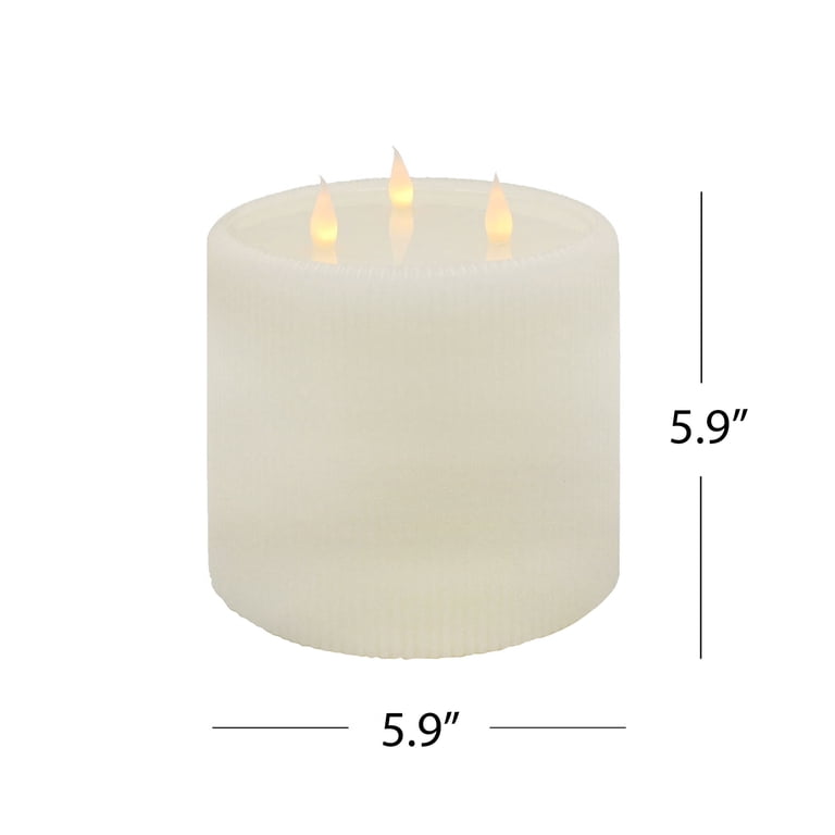 Home Decor Collection Fluted Large 3-Wick LED Flameless Candle photo 3
