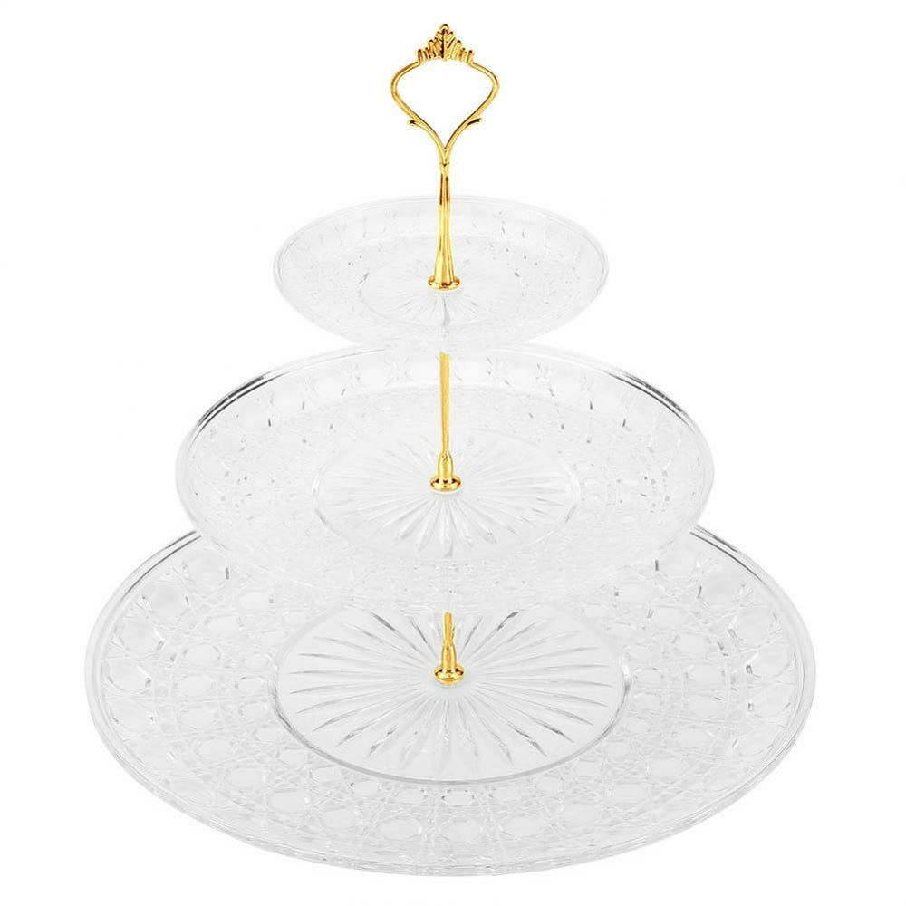 HERCHR Cakes Holder, 3 Tier Cake Tray,3Tier Acrylic Round Cake Tray