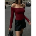thumbnail image 5 of MOYIKO Off The Shoulder Tops For Women Fitted Long Sleeve Shirts Elegant, 5 of 7