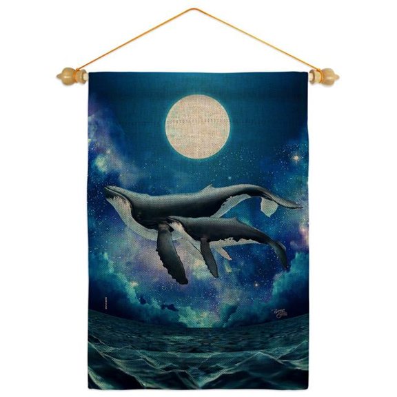 Breeze Decor GS120268-DB-05 Humpback Whales Animals Sea Creature 13 x 18.5. in. Double-Sided Decorative Horizontal House Garden Flag Set for Decoration Banner Yard Gift