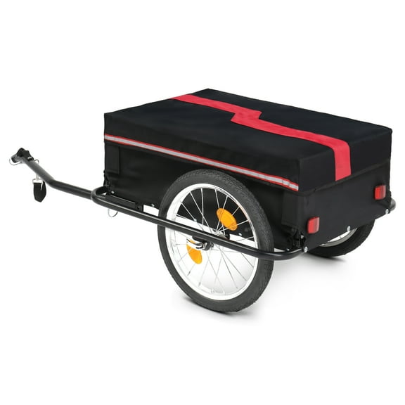 Ktaxon Bike Cargo Trailer with Removable Cover, Bicycle Wagon Trailer with 16" Wheels, Red