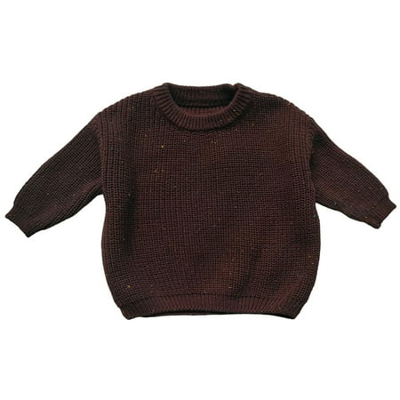 

ZHAGHMIN Toddler Baby Girl Knit Sweater Girls and Boys Children S Sweater Crew Neck Pullover Sweater Pure Cotton Baby Winter Fall Size130 Toddler Fall Shirt Coffee