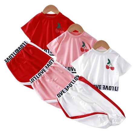 

YTDSCS Kids Baby Girls Summer Clothes Set Crewneck Short Sleeve Fashion T-Shirt Shorts 2PCS Outfits Little Girls Clothes 1-10T