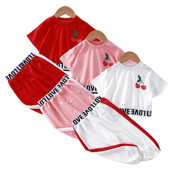 YTDSCS Toddler Kids Baby Girls Short Sleeved Outfit Set 1-10 Years Girls Summer Fashion Cute Pullover Print Casual T Shirt Shorts Set Sizes