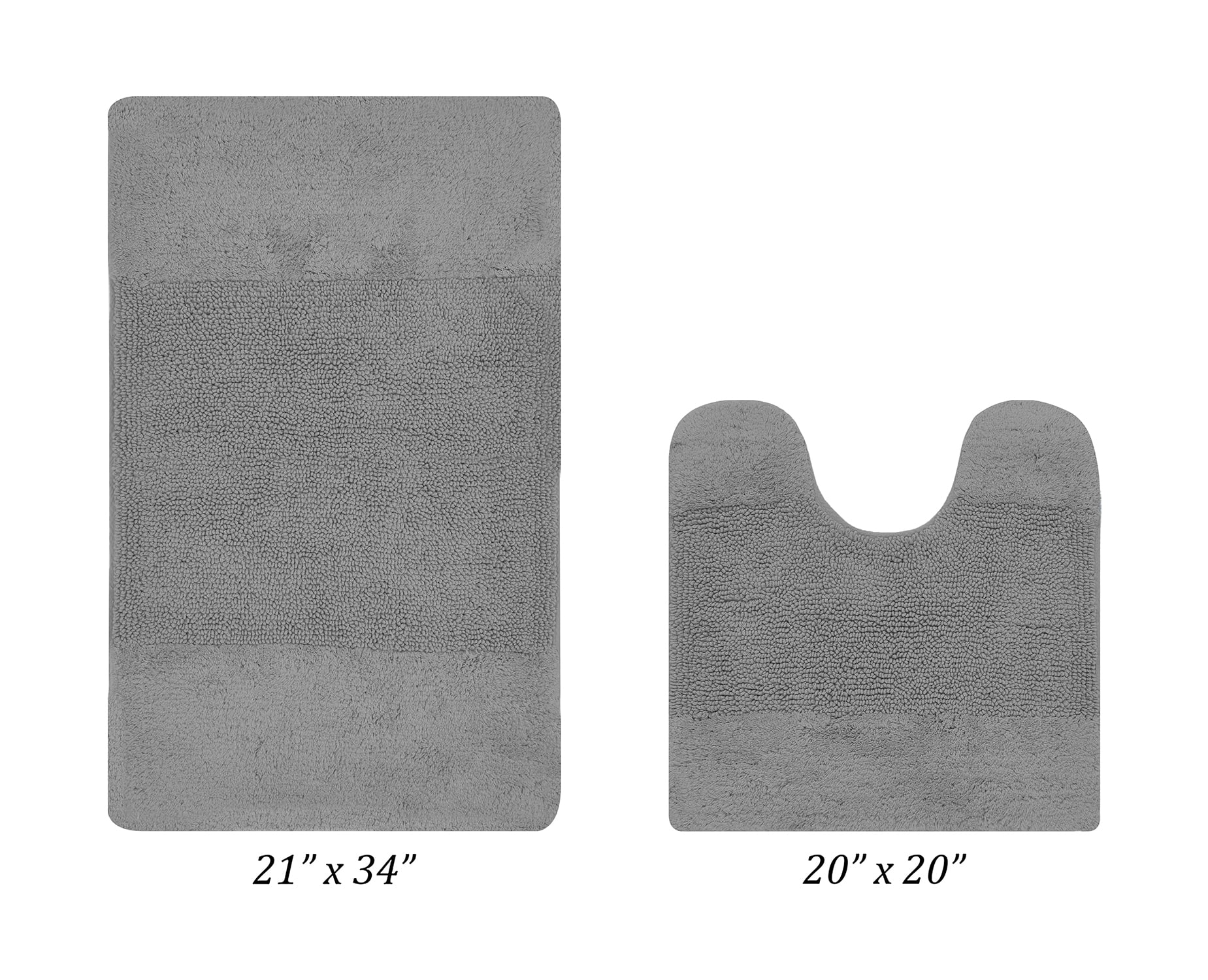 Better Trends 2 Piece Bathroom Rug Set, 100% Cotton, Extra Soft Tufted Bath Mat, Water Absorbent & Non Slip Bath Rug, (Gray) Granada Collection