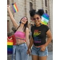 thumbnail image 2 of Women's Equality & LGBT Support Pride T-Shirt - Love is Love Quote - Gay Pride Rainbow Round Neck Shirt - Large Black, 2 of 6