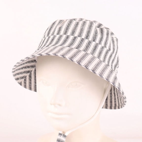QSAWXQZ Kids' Striped Bucket Sun Hat Wide Brim Cap with Chin Strap Breathable for Summer Outdoor 6-12M
