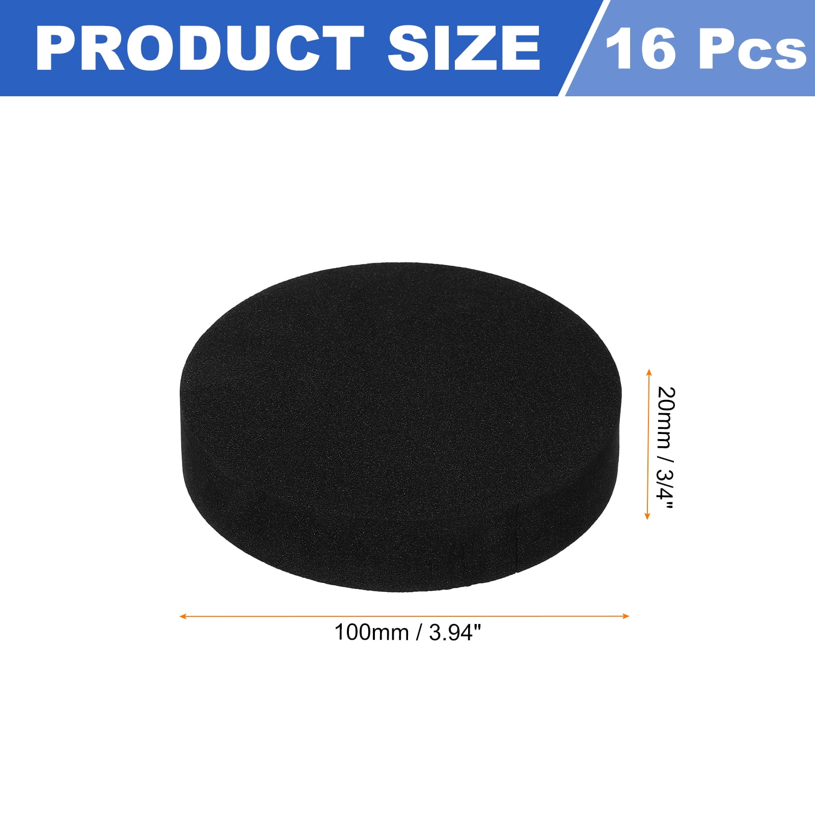 Uxcell 16pcs Anti Vibration Pads for Washing Machine, 3.94'' x 3/4'' Washer Dryer Pedestals Non-Slip and Silent Vibration Isolation Pads Black EVA Support Feet Mat, Round