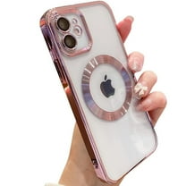 Dteck Magnetic Clear for iPhone 11 Case with Exlusive Build-in Camera Cover, Compatible with MagSafe for Women Girls Phone Case 6.1 Inch,Rosegold