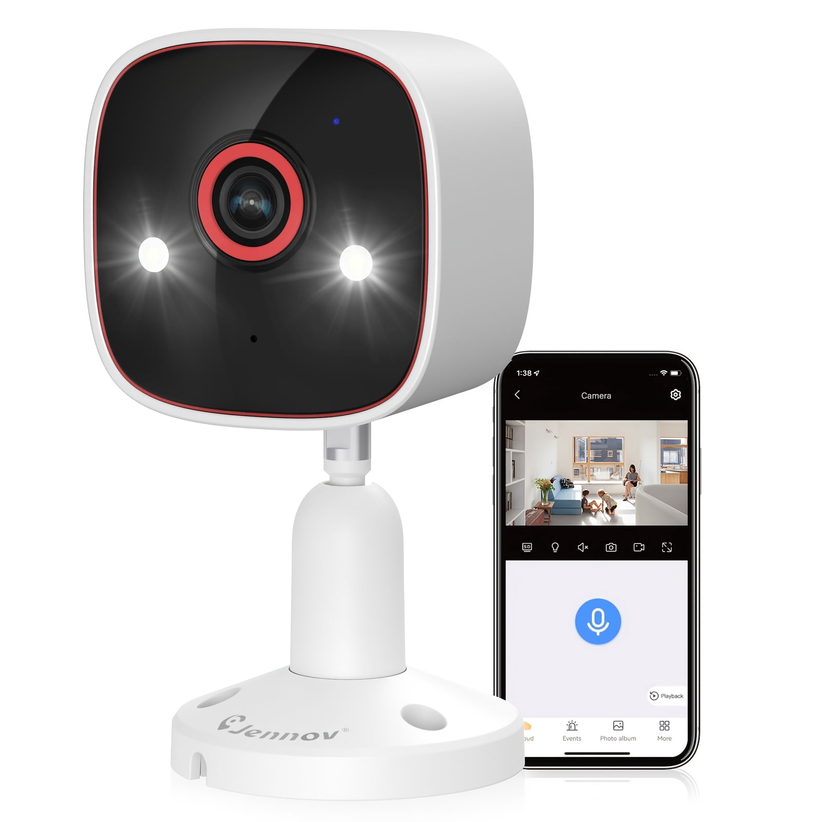 General Surveillance Cameras 2.4Ghz, 2K HD Wifi/Color Night Vision/Ai Human Motion Detection/Two-Way Audio/Outdoor/Indoor Pet Dog Cat Baby Monitoring Camera for Home Safety, Without Battery