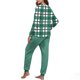 thumbnail image 5 of Conjunto de pijama informal de invierno para mujer, de doble cara, con cuello redondo estampado, manga larga, top anudado a mano, pantalones con cordón ajustable, ropa de casa, blusa de poliéster., 5 of 7