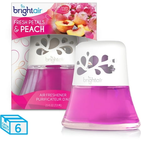 Bright Air Fresh Peach Scented Oil Air Freshener - Oil - 2.5 fl oz (0.1 quart) - Peach - 45 Day - 6 / Carton - Long