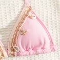 thumbnail image 6 of LPKRT Girls Halter Triangle Bikini Set Kids Two Piece Boho Solid Color Ribbed Swimsuit Outfit Lightweight Breathable Bathing Suit Pink 10-11 Years, 6 of 9