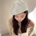 thumbnail image 4 of Boina fina de color caramelo con circunferencia de sombrero de 56-58 cm para mujer, sombrero retro protector solar para primavera y verano, 4 of 5