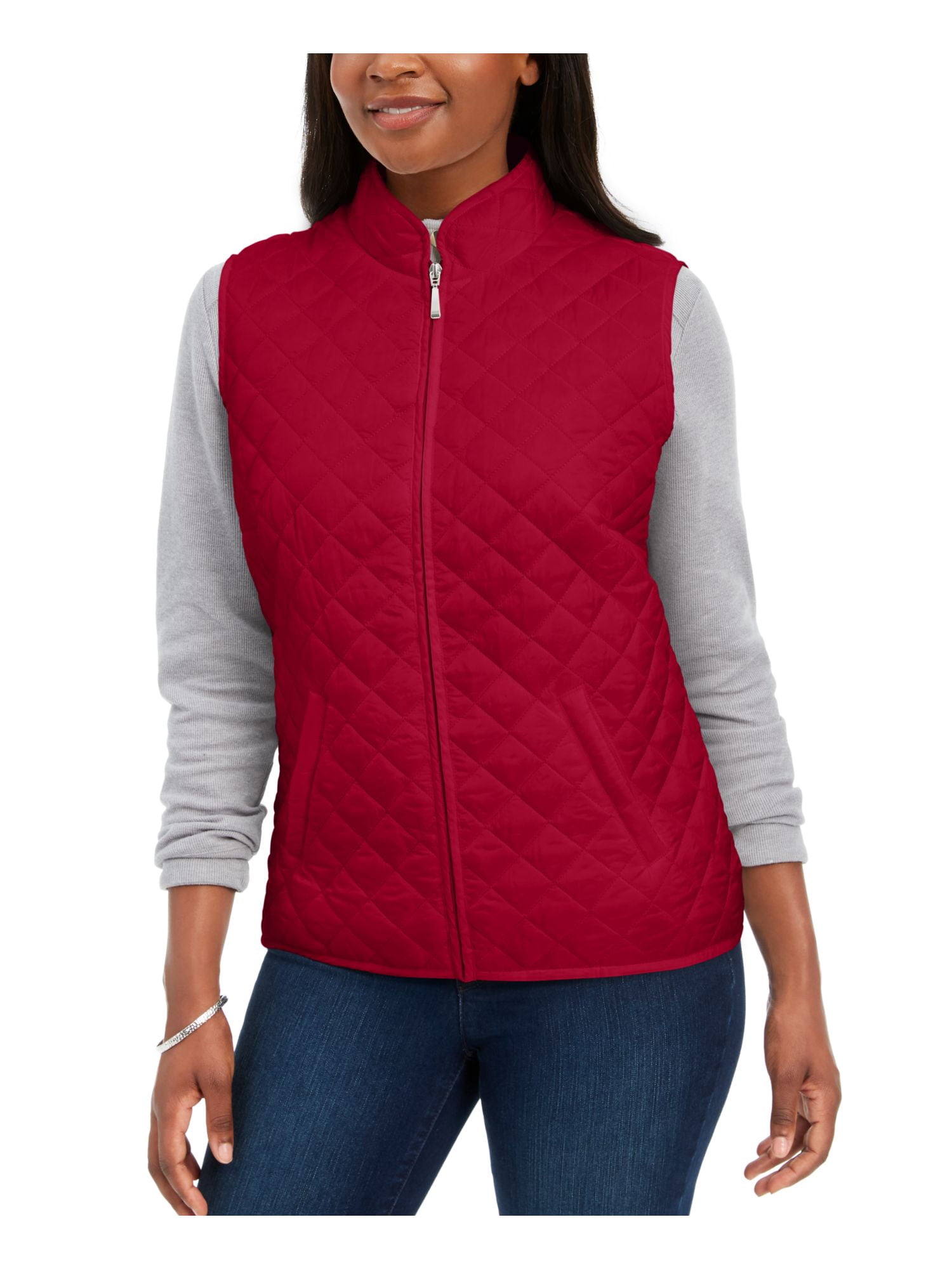 Red Zippered Vest Casual Jacket 