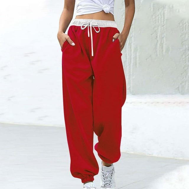 asjyhkr Womens Sweatpants with Pockets Jogger Elastic Waist Drawstring Athletic Running Gym Workout Pants