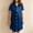 Blue, variant on Women's Silk Nightgown Sleep Dress, Short Sleeve, Button-Up, Black, Size 2XL