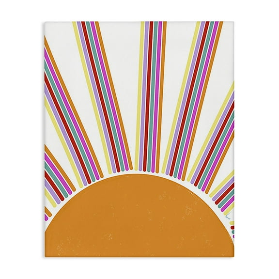 Stupell Industries Retro Striped Sun Rays Landscape & Nature Painting Wrapped Canvas Art Print Wall Art, 16 x 20