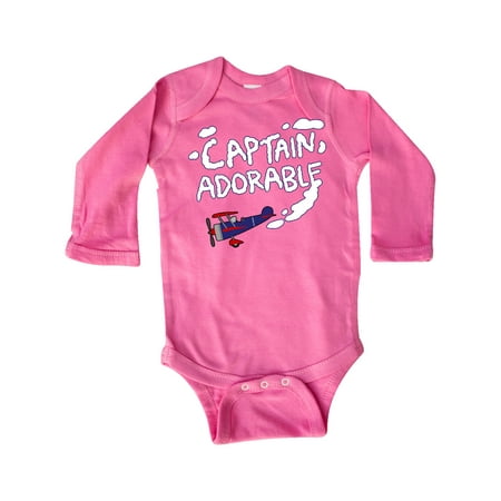 

Inktastic Plane Captain Adorable Gift Baby Boy Long Sleeve Bodysuit