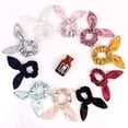 thumbnail image 3 of SPRING PARK Cute Women Girl Knotted Rabbit Ear Scrunchie Hair Band Rope Elastic Tie Ponytail Holder, 3 of 8