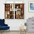 thumbnail image 2 of Rustic Coffee Kitchen Curtains: Farmhouse Vintage Latte Cappuccino Short Cafe Curtains Decor for Living Room Tier Curtains for Rod Pocket Window Drapes 36 Inch Length 2 Panels Set, 2 of 5